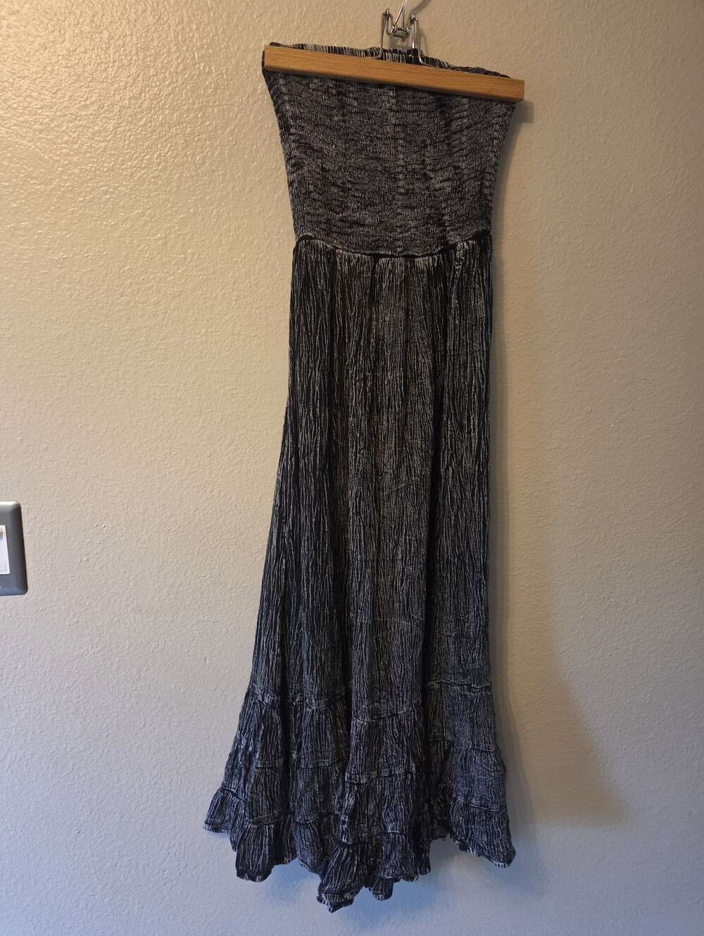 EARTHBOUND Strapless Maxi Dress Layered Open Back With Stretch Whimsigoth Grunge